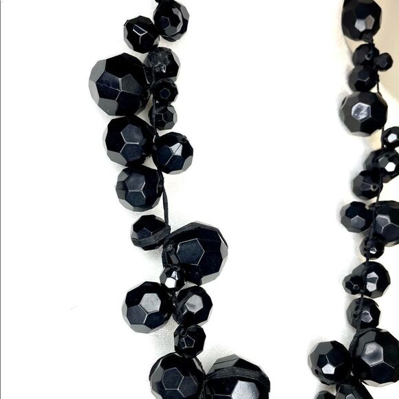 Black Cluster Beads on a Ribbon Tie Rondelle - Picture 3 of 5